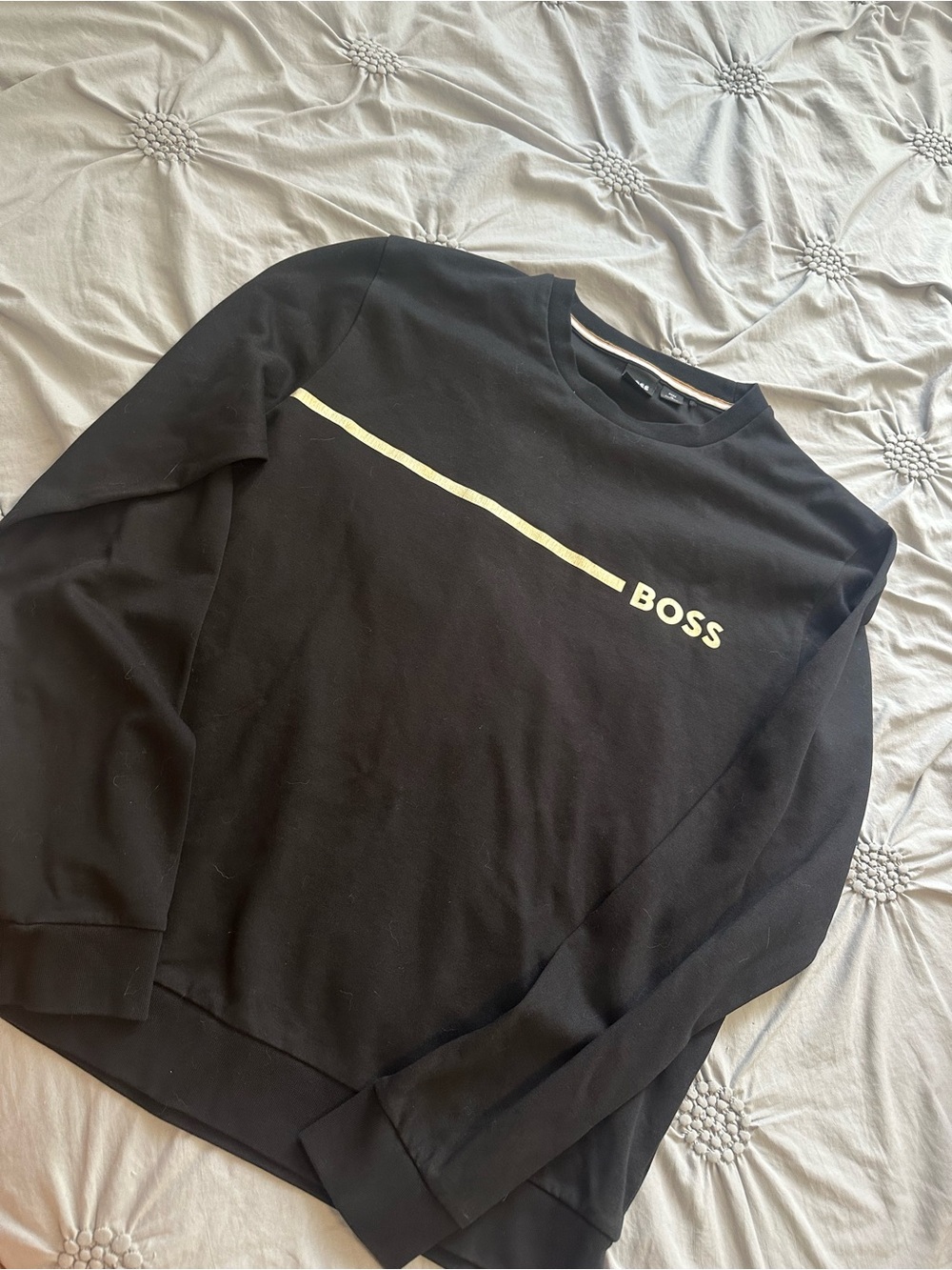 Boss Black Crewneck Sweater with gold Accent
